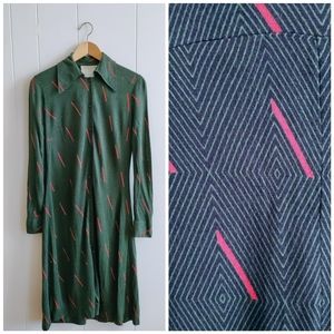 VTG 70s Diane Von Furstenberg Long Sleeve Button-Up Dress Size 14 (Medium Fit)